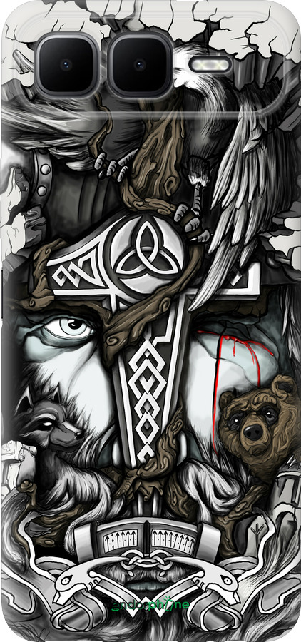 Силиконовый чехол Тату Викинг для Infinix Smart 10 PLus - 4098u-4108 изображение 