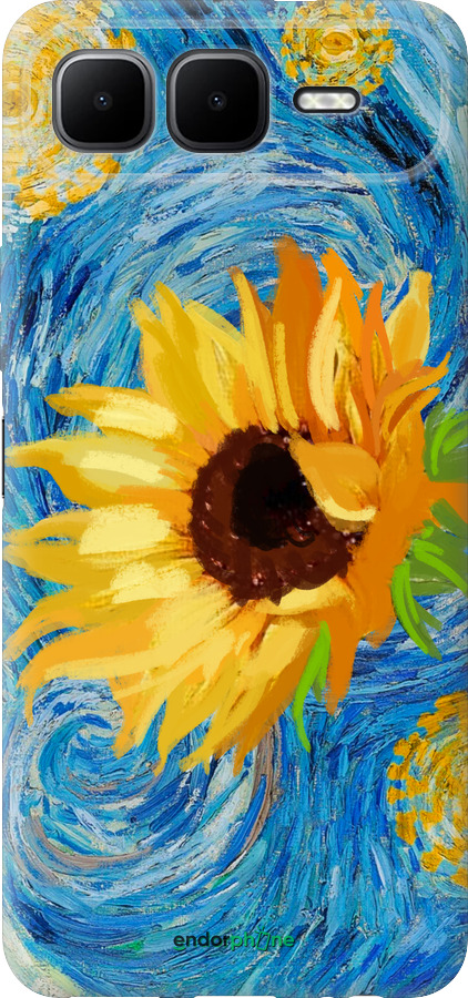 Силиконовый чехол Цветы желто-голубые для Infinix Smart 10 PLus - 5308u-4108 изображение 