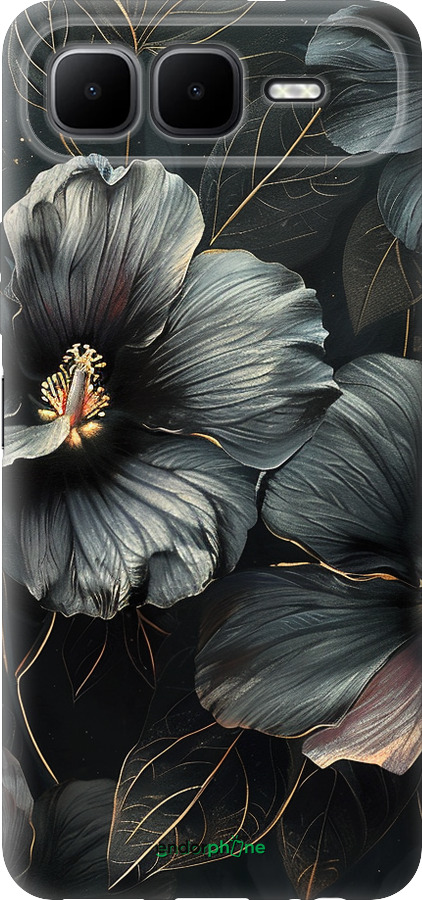 Силиконовый чехол Черные цветы для Infinix Smart 10 PLus - 6031u-4108 изображение 