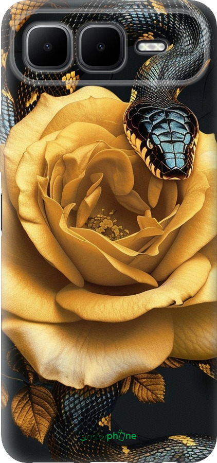 Силиконовый чехол Black snake and golden rose для Infinix Smart 10 PLus - 6068u-4108 изображение 