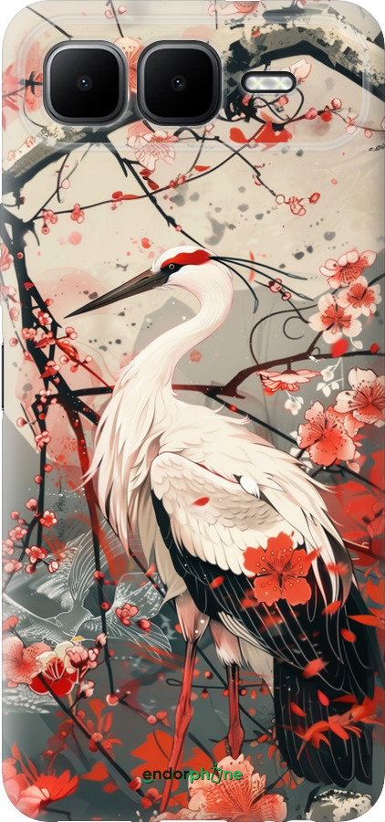 Силиконовый чехол Аист в цвету сакуры для Infinix Smart 10 PLus - 6109u-4108 изображение 