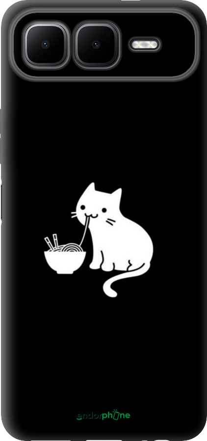 Силиконовый чехол С милым котом на черном фоне для Infinix Smart 10 PLus - 6528u-4108 изображение 