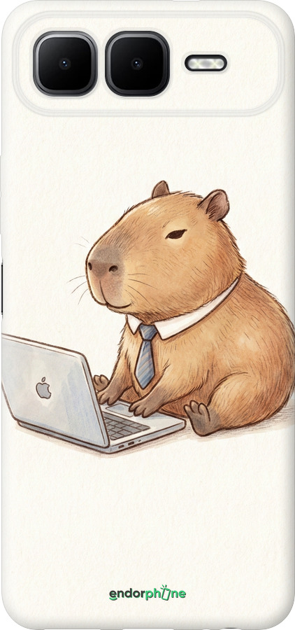 Силиконовый чехол Funny Capybara CEO Working для Infinix Smart 10 PLus - 6777u-4108 изображение 