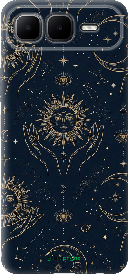 Силиконовый чехол Celestial Harmony: Sun & Moon Gold Mystic Pattern для Infinix Smart 10 PLus - 6778u-4108 изображение 