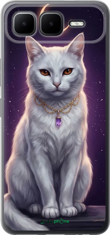 Силиконовый чехол Mystic White Cat Gothic Dark Purple Gold для Infinix Smart 10 PLus - 6805u-4108 изображение 
