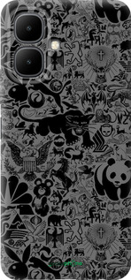 Силиконовый чехол Чёрно-серый стикер бомбинг для Infinix Smart 10 - 2432u-4104 изображение 