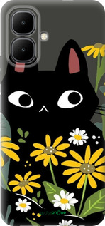 Силиконовый чехол Черный кот с цветами для Infinix Smart 10 - 6448u-4104 изображение 