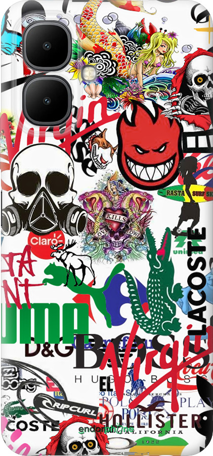 Силиконовый чехол Many different logos для Infinix Smart 10 - 4022u-4104 изображение 