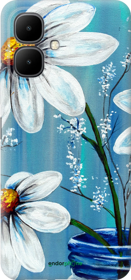 Силиконовый чехол Красивые арт-ромашки для Infinix Smart 10 - 4031u-4104 изображение 