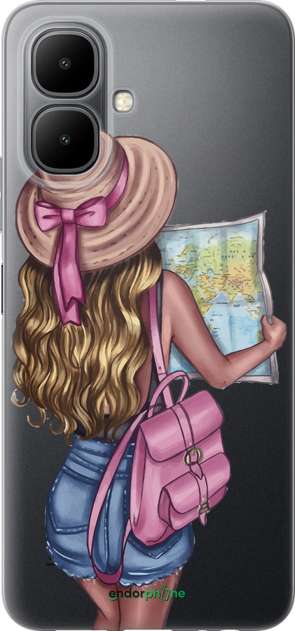 Силиконовый чехол Девушка с картой для Infinix Smart 10 - 4704u-4104 изображение 