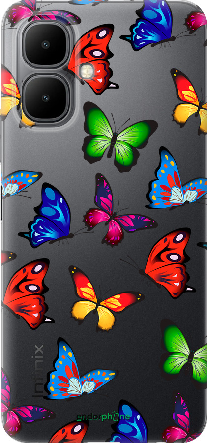 Силиконовый чехол Красочные мотыльки для Infinix Smart 10 - 4761u-4104 изображение 