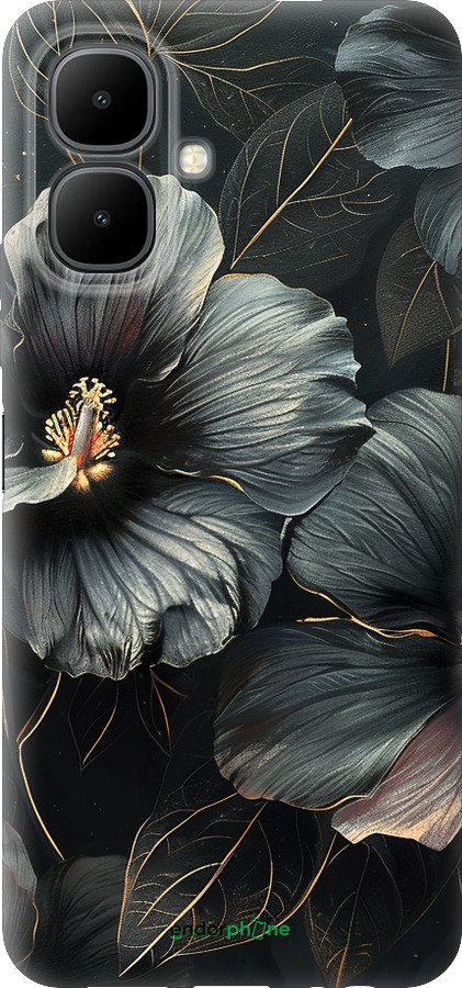 Силиконовый чехол Черные цветы для Infinix Smart 10 - 6031u-4104 изображение 