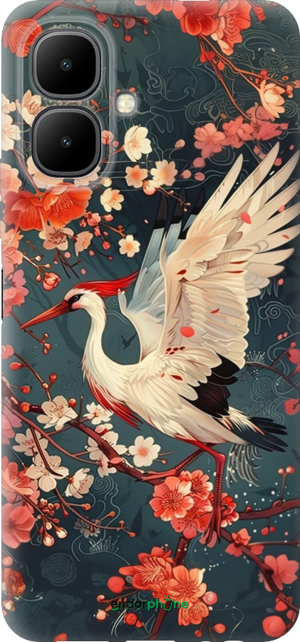 Силиконовый чехол Сакура и аист для Infinix Smart 10 - 6108u-4104 изображение 