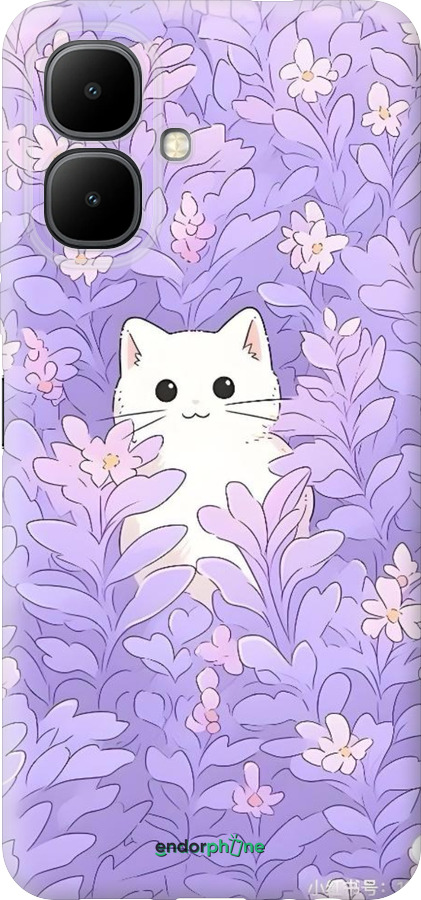 Силиконовый чехол Котик в цветах для Infinix Smart 10 - 6390u-4104 изображение 