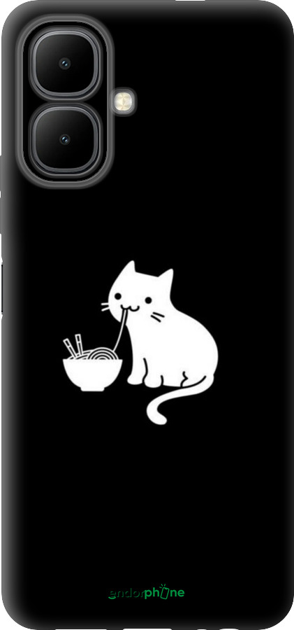 Силиконовый чехол С милым котом на черном фоне для Infinix Smart 10 - 6528u-4104 изображение 