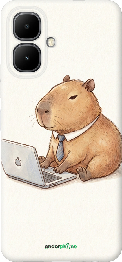 Силиконовый чехол Funny Capybara CEO Working для Infinix Smart 10 - 6777u-4104 изображение 