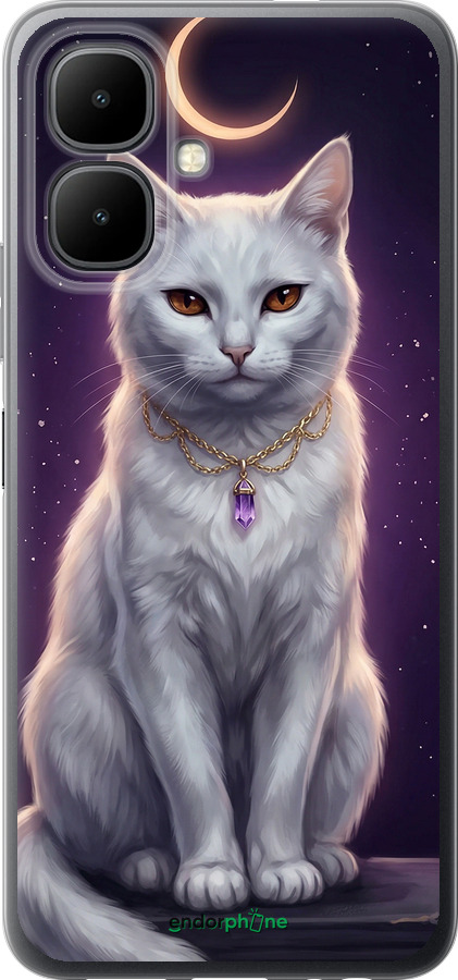 Силиконовый чехол Mystic White Cat Gothic Dark Purple Gold для Infinix Smart 10 - 6805u-4104 изображение 