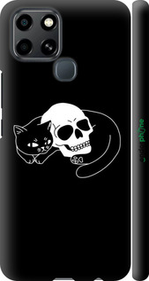 3D пластиковый матовый чехол С изображением кота и черепа для Infinix Smart 6 - 6491m-2758 изображение 