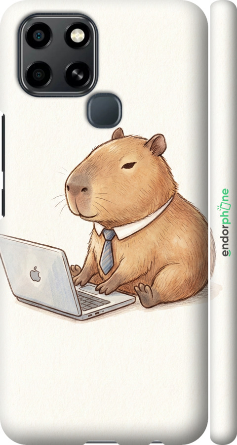 3D пластиковий матовий чехол Funny Capybara CEO Working для Infinix Smart 6 - 6777m-2758 изображение 