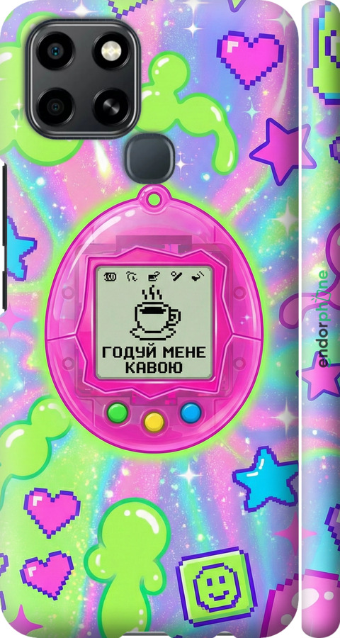 3D пластиковый матовый чехол Y2K Aesthetic Retro Pet: Годуй мене кавою для Infinix Smart 6 - 6784m-2758 изображение 