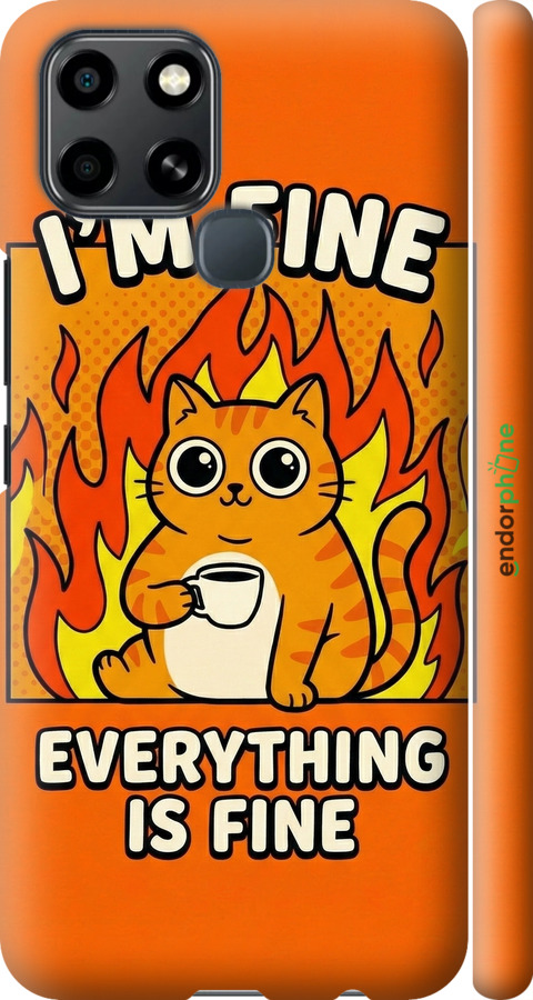 3D пластиковий матовий чехол Funny Cat для Infinix Smart 6 - 6786m-2758 изображение 