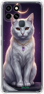 Силикон с усиленными углами чехол Mystic White Cat Gothic Dark Purple Gold для Infinix Smart 6 - 6805sp-2758 изображение 