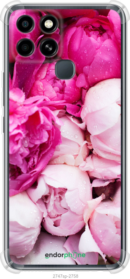 

Stoßfestes Silikon mit verstärkten Ecken Hülle Rosa Pfingstrosen" für Infinix Smart 6"