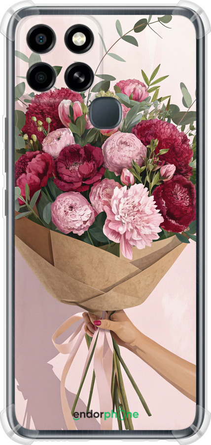 Силіконовий протиударний с посиленими кутами чехол Півонії 1 для Infinix Smart 6 - 6705sp-2758 изображение 