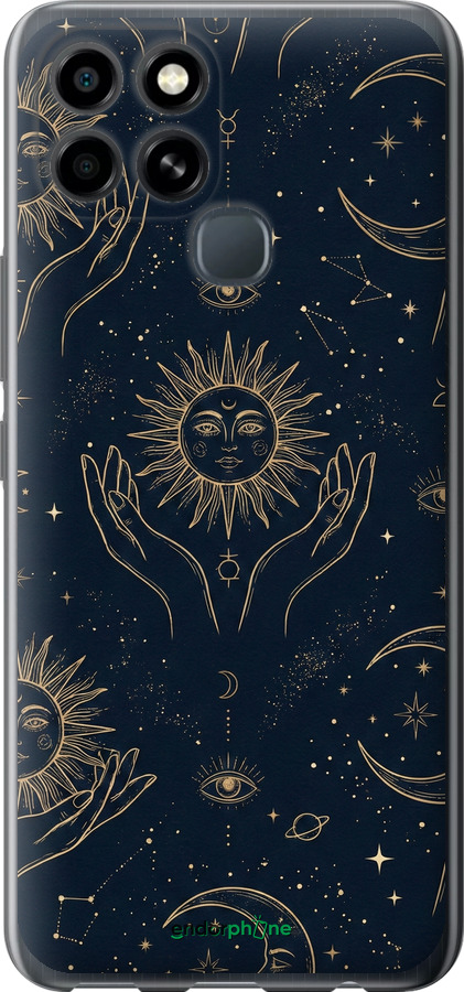 Силиконовый чехол Celestial Harmony: Sun & Moon Gold Mystic Pattern для Infinix Smart 6 - 6778u-2758 изображение 