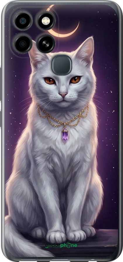 Силіконовий чехол Mystic White Cat Gothic Dark Purple Gold для Infinix Smart 6 - 6805u-2758 изображение 