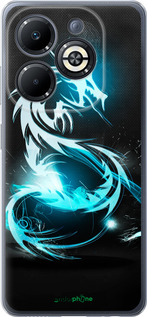 Силиконовый чехол Бело-голубой огненный дракон для Infinix Smart 8 Plus - 113u-3677 изображение 
