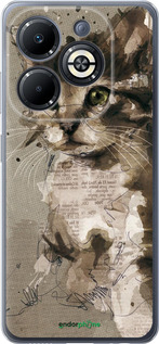 Силиконовый чехол Котёнок из пятен и линий для Infinix Smart 8 Plus - 119u-3677 изображение 