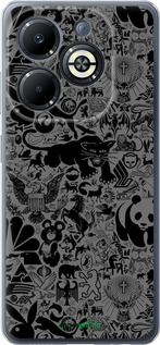 Силиконовый чехол Чёрно-серый стикер бомбинг для Infinix Smart 8 Plus - 2432u-3677 изображение 