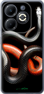 Силиконовый чехол Красно-черная змея на черном фоне для Infinix Smart 8 Plus - 4063u-3677 изображение 