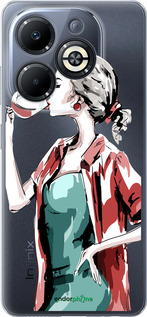 Силиконовый чехол Девушка с бокалом для Infinix Smart 8 Plus - 4662u-3677 изображение 