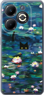 Силіконовий чехол с изображением водяных лилий и кошек для Infinix Smart 8 Plus - 6257u-3677 изображение 