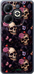Силиконовый чехол Черепа и розы для Infinix Smart 8 Plus - 6316u-3677 изображение 