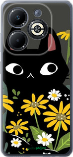 Силиконовый чехол Черный кот с цветами для Infinix Smart 8 Plus - 6448u-3677 изображение 