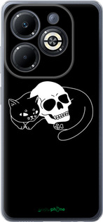 Силиконовый чехол С изображением кота и черепа для Infinix Smart 8 Plus - 6491u-3677 изображение 