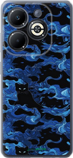 Силиконовый чехол Абстрактный узор черных котов на синем фоне для Infinix Smart 8 Plus - 6525u-3677 изображение 