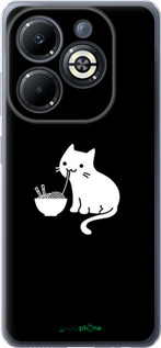 Силиконовый чехол С милым котом на черном фоне для Infinix Smart 8 Plus - 6528u-3677 изображение 