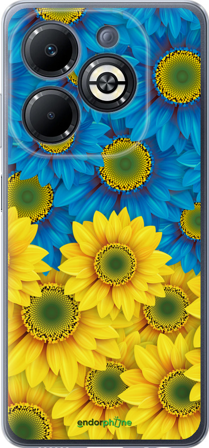 Силиконовый чехол Жёлто-голубые цветы для Infinix Smart 8 Plus - 1048u-3677 изображение 