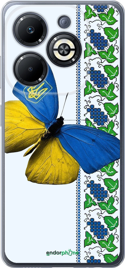 Силиконовый чехол Желто-голубая бабочка для Infinix Smart 8 Plus - 1054u-3677 изображение 