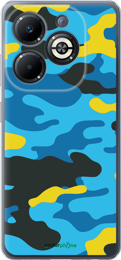 Силиконовый чехол Желто-голубой камуфляж для Infinix Smart 8 Plus - 1084u-3677 изображение 