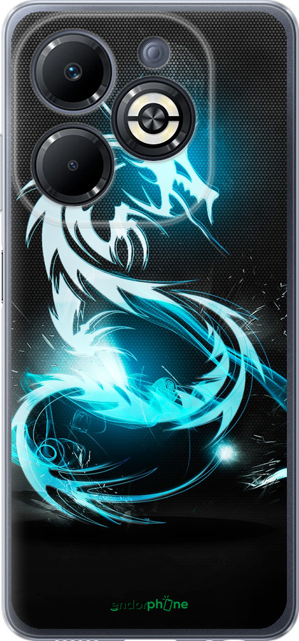 Силиконовый чехол Бело-голубой огненный дракон для Infinix Smart 8 Plus - 113u-3677 изображение 
