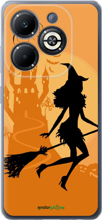 Силиконовый чехол Ведьма на метле для Infinix Smart 8 Plus - 1184u-3677 изображение 