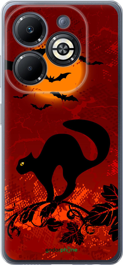 Силіконовий чехол Чорна кішка під місяцем для Infinix Smart 8 Plus - 1190u-3677 изображение 