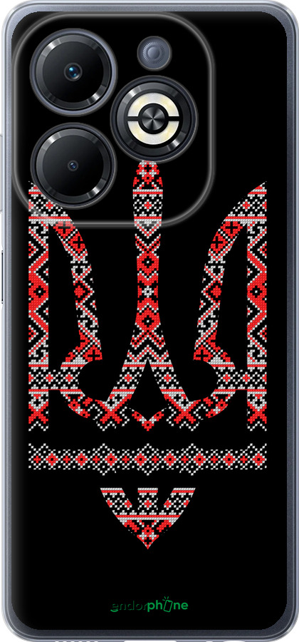 Силиконовый чехол Герб - вышиванка на черном фоне для Infinix Smart 8 Plus - 1196u-3677 изображение 