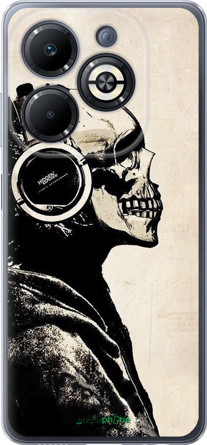 Силиконовый чехол Скелет-меломан v2 для Infinix Smart 8 Plus - 1200u-3677 изображение 