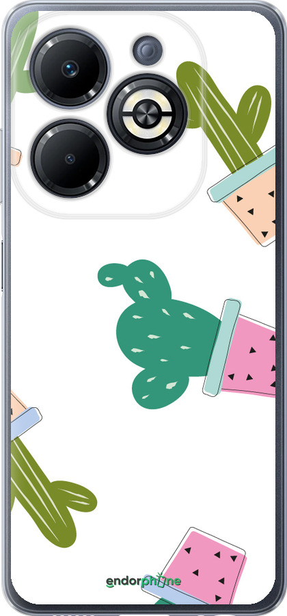 Силиконовый чехол Кактусы в горшочках для Infinix Smart 8 Plus - 3968u-3677 изображение 